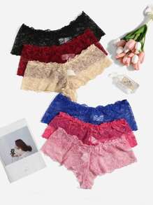 6pack Plus Floral Lace Panty Lingerie - Multicolor - View 1
