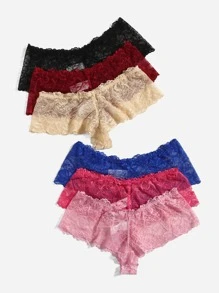 6pack Plus Floral Lace Panty Lingerie - Multicolor - View 2