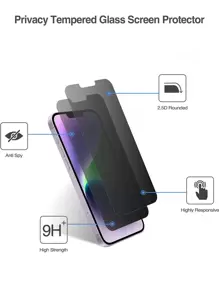 2 件私人保护钢化膜，私人屏幕保护膜适用于 Apple iPhone 16/16 Plus/16 Pro/16 Pro Max/15/15Plus/15Pro/15Promax - 黑色 - 查看 3