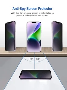 2 件私人保护钢化膜，私人屏幕保护膜适用于 Apple iPhone 16/16 Plus/16 Pro/16 Pro Max/15/15Plus/15Pro/15Promax - 黑色 - 查看 5