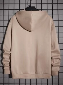 Manfinity VCAY Loose Fit Men's Letter Graphic Long Sleeve Casual Hoodie - Apricot - View 2