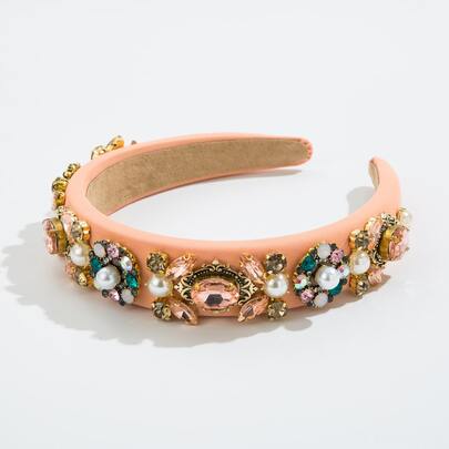 Cubic Zirconia & Faux Pearl Decor Headband