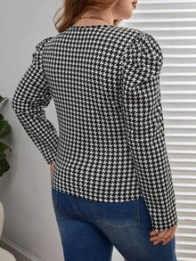 SHEIN Privé Áo thun Plus size Trọn gói răng cưa Thanh lịch - Đen và trắng - Xem 2