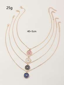 4 件奢华复古爱心月亮星星几何水滴项链套装