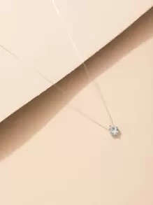 imoli Cubic Zirconia Round Charm Necklace - Silver - View 3