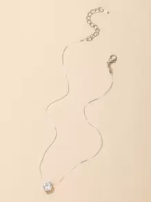 imoli Cubic Zirconia Round Charm Necklace - Silver - View 4