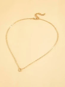 Circle Charm Necklace - Yellow Gold - View 2