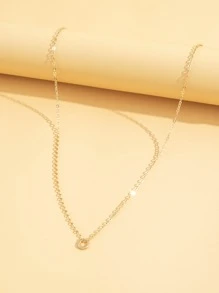 Circle Charm Necklace - Yellow Gold - View 3