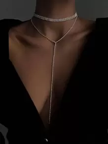 Collana Y con strass stratificato