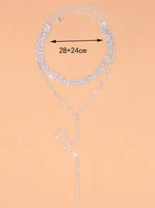 Collana Y con strass stratificato