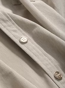 DAZY Patched Pocket Button Front Shirt,Long Sleeve Tops,Fall Women Clothes - Beige - View 4