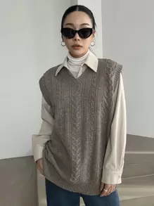 DAZY Patched Pocket Button Front Shirt,Long Sleeve Tops,Fall Women Clothes - Beige - View 6