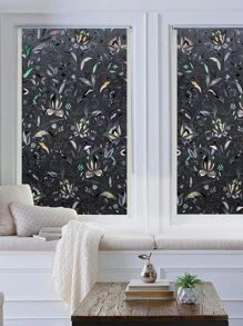 100%遮光隐私窗膜，郁金香静电吸附玻璃贴膜，无需胶水，隔热防紫外线，适合白天睡眠，17.7*197英寸窗帘，适用于客厅、圣诞派对、LPS圣诞背景幕布 - 彩色 - 查看 5