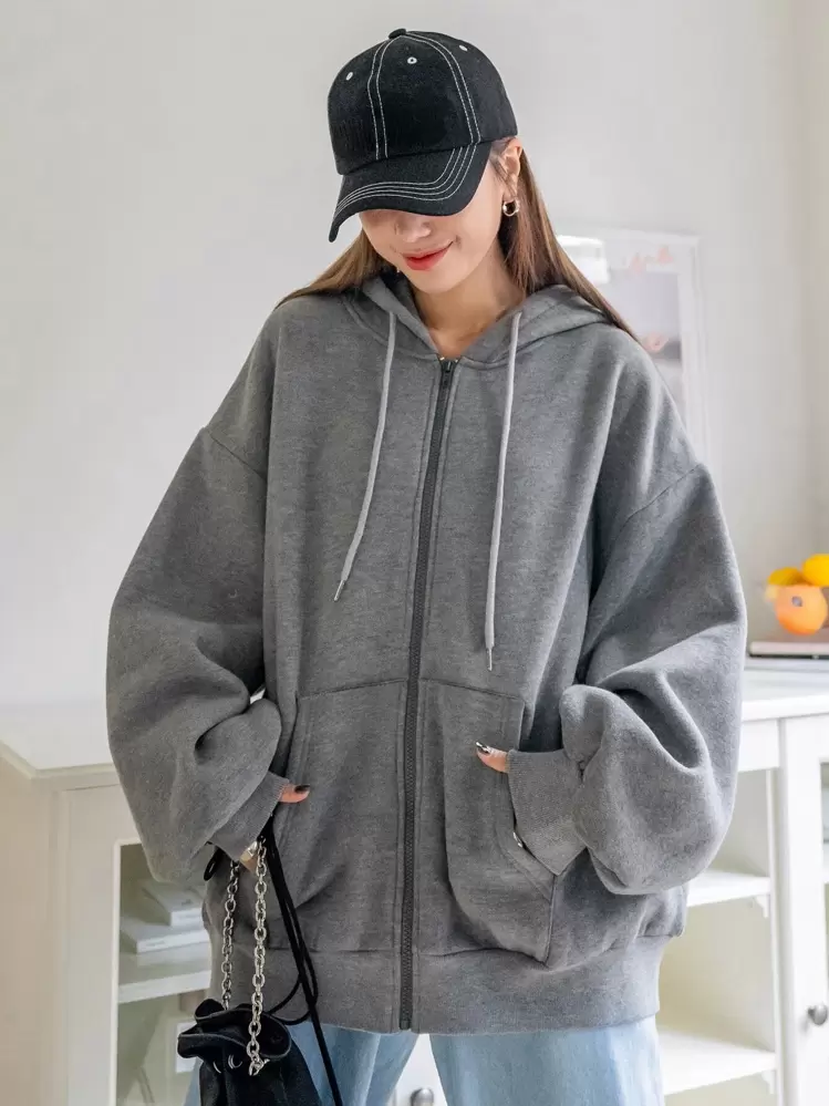 DAZY ジップアップ ドロップショルダー ドローストリング サーマル