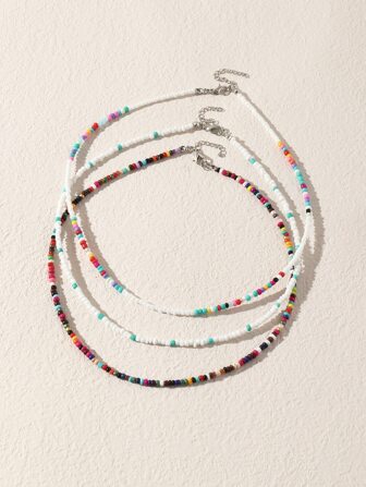3入組彩色串珠項鍊
