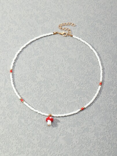 Perlenkette mit Pilz Anhänger