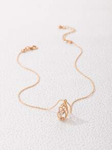 imoli Vòng cổ mặt dây chuyền giọt nước trang trí Rhinestone - Vàng - Xem 3