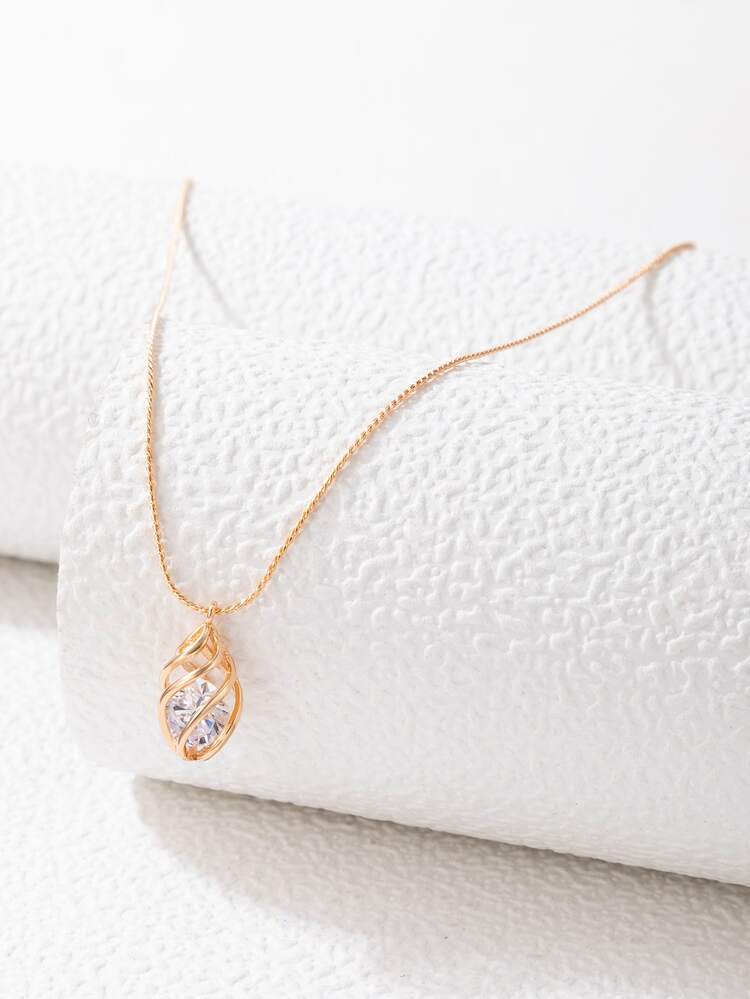 imoli Vòng cổ mặt dây chuyền giọt nước trang trí Rhinestone - Vàng - Xem 4