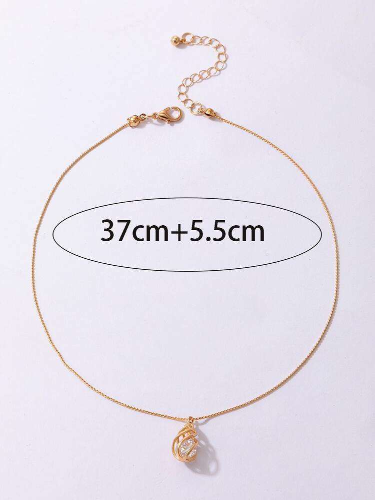 imoli Vòng cổ mặt dây chuyền giọt nước trang trí Rhinestone - Vàng - Xem 5