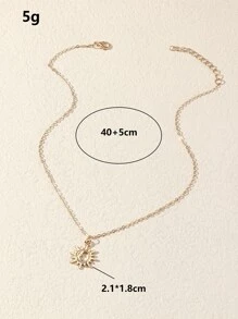 Sun & Moon Pendant Necklace - Yellow Gold - View 4