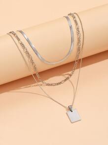 2 cái Mặt dây chuyền hình chữ nhật Lớp vòng cổ - Bạc - Xem 3