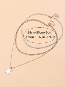 2 cái Mặt dây chuyền hình chữ nhật Lớp vòng cổ - Bạc - Xem 4