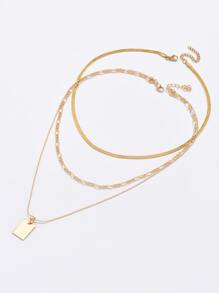 2 cái Mặt dây chuyền hình chữ nhật Lớp vòng cổ - Vàng - Xem 2