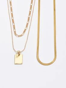 2 cái Mặt dây chuyền hình chữ nhật Lớp vòng cổ - Vàng - Xem 3
