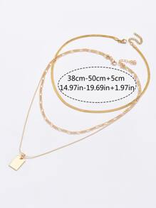 2 cái Mặt dây chuyền hình chữ nhật Lớp vòng cổ - Vàng - Xem 5