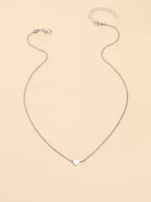 1條簡單的心形吊墜鎖骨項鏈,適用於女性作為約會/日常配飾,使用銅材質打造的珠寶 - 銀色 - 查看 2