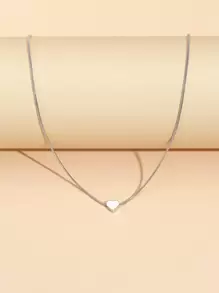 1條簡單的心形吊墜鎖骨項鏈,適用於女性作為約會/日常配飾,使用銅材質打造的珠寶 - 銀色 - 查看 3