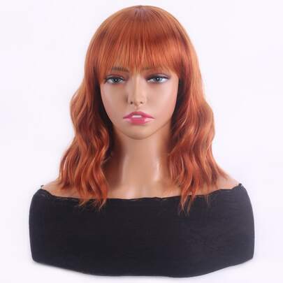 Medium Curly Synthetic Wig With Bangs