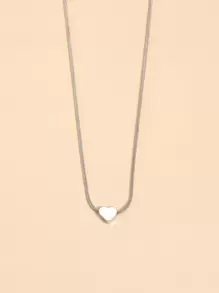 1條簡單的心形吊墜鎖骨項鏈,適用於女性作為約會/日常配飾,使用銅材質打造的珠寶 - 銀色 - 查看 4