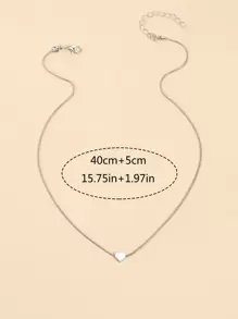 1條簡單的心形吊墜鎖骨項鏈,適用於女性作為約會/日常配飾,使用銅材質打造的珠寶 - 銀色 - 查看 6