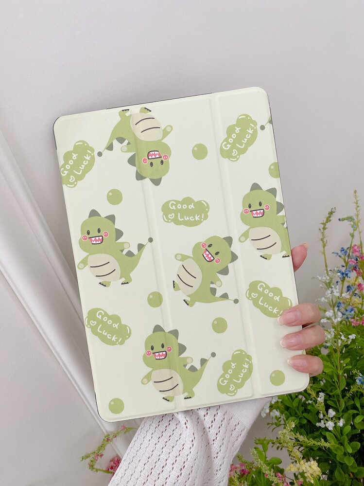 Funda compatible con iPad con patrón de dinosaurio - Verde - Añade 1