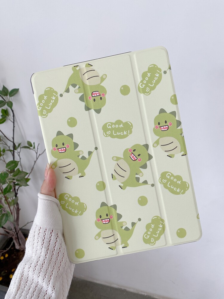 Funda compatible con iPad con patrón de dinosaurio - Verde - Añade 4