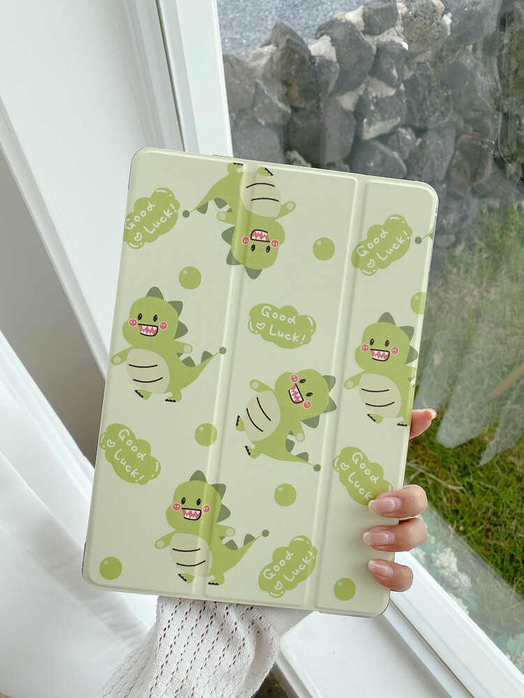 Funda compatible con iPad con patrón de dinosaurio - Verde - Añade 6