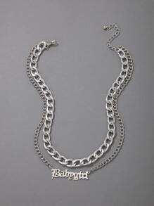 Collar a capas con diseño de letra - Plateado - Ver 2