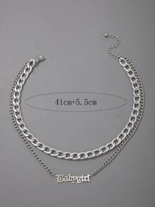 Collar a capas con diseño de letra - Plateado - Ver 4