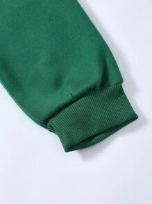 INAWLY Capucha con estampado de letra con bolsillo de canguro con cordón con forro térmico - Verde - Ver 4