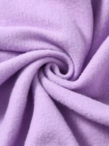 SHEIN EZwear Letter Graphic Kangaroo Pocket Drawstring Thermal Hoodie - Lilac Purple - View 5