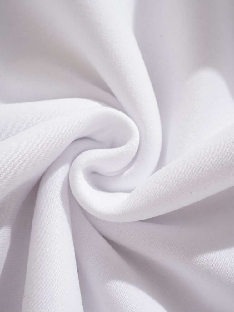 SHEIN EZwear Capucha térmica letra y mariposa con estampado con bolsillo de canguro con cordón - Blanco - Añade 4