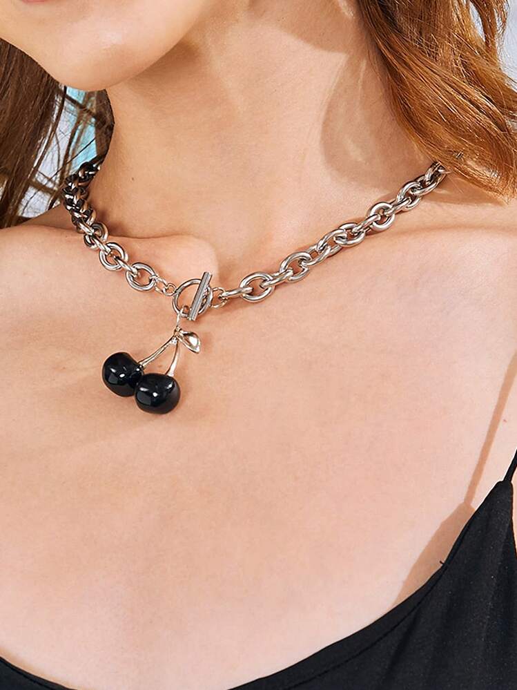 Andkiss Cherry Charm OT Buckle Necklace - Multicolor - View 2