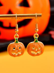 Halloween Pumpkin Drop Earrings - Multicolor - View 1