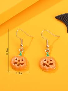 Halloween Pumpkin Drop Earrings - Multicolor - View 3