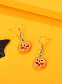 Halloween Pumpkin Drop Earrings - Multicolor - View 4