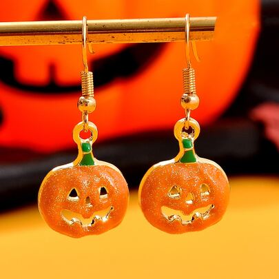 Halloween Pumpkin Drop Earrings