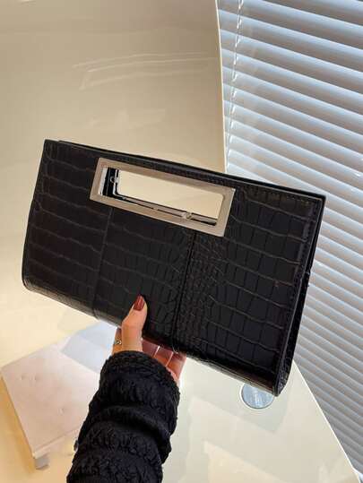 Crocodile Embossed Square Bag