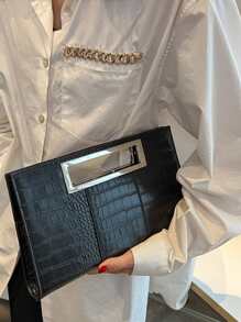 Crocodile Embossed Square Bag