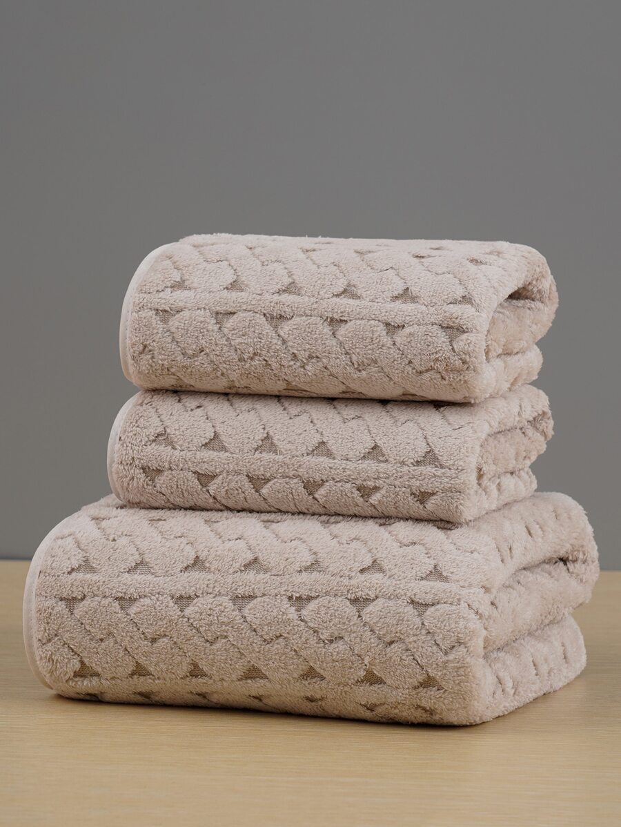 1 khăn mặt jacquard hoặc khăn tắm, khăn tắm đơn giản - Màu Khaki - Xem 1